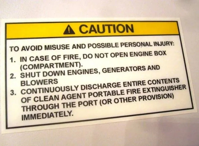 Engine Compartment Fire Caution Label (our #118)