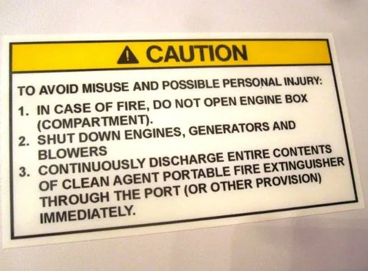 Engine Compartment Fire Caution Label (our #118)