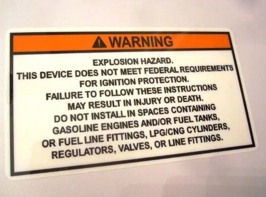Not Ignition Protected Explosion Warning Label (our #124)