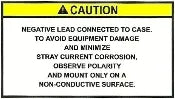 Negative Lead Connected to Case Caution Label (1) (our #126)