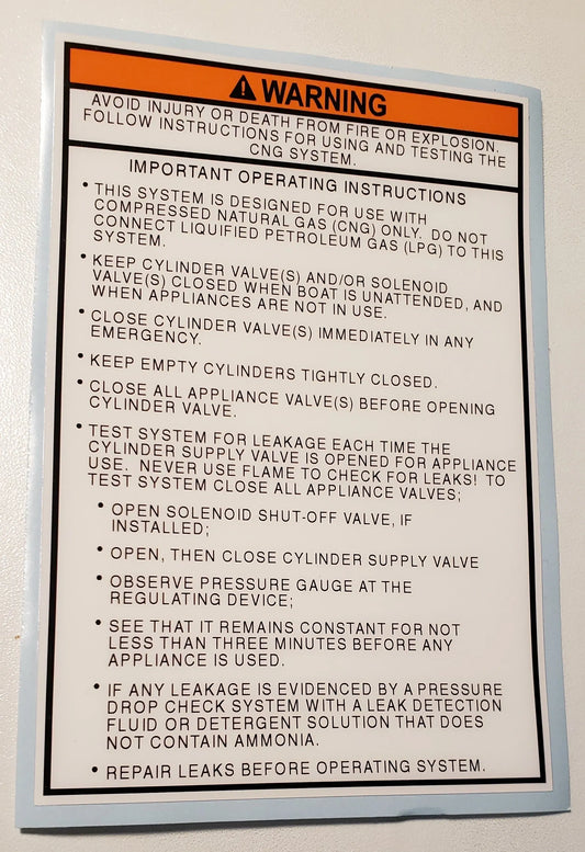 CNG System Warning Label (our #128)
