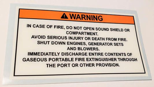 In Case of Fire Warning Label (our #134)