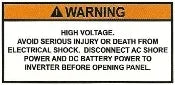 High Voltage Panel Warning Label (our #137)