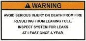 Fuel Leak/Fire Warning Label (our #153)