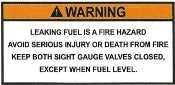 Sight Gauge Valve Warning Label (our #154)