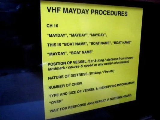 Mayday Calling Instructions Label (our #165)